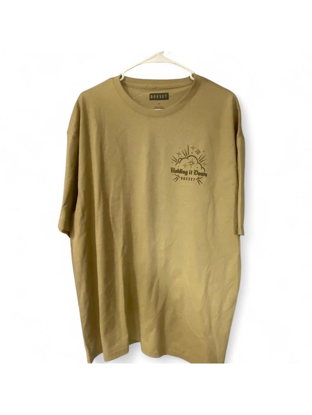 Boxset “Holding It Down” Tan Graphic T-shirt - XL